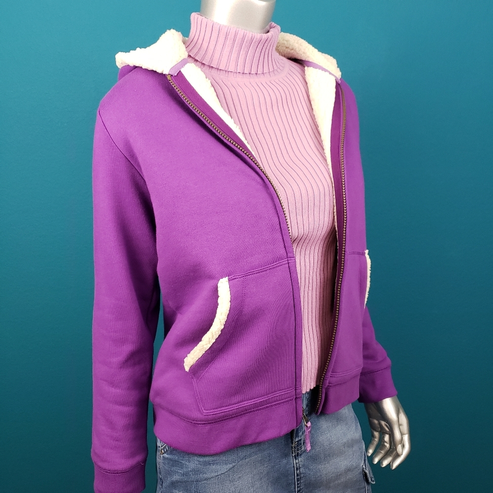 🆕️🎈😊  LANDS' END Girls Sherpa Lined Hoodie Jacket // (CHILD) // (NWOT)